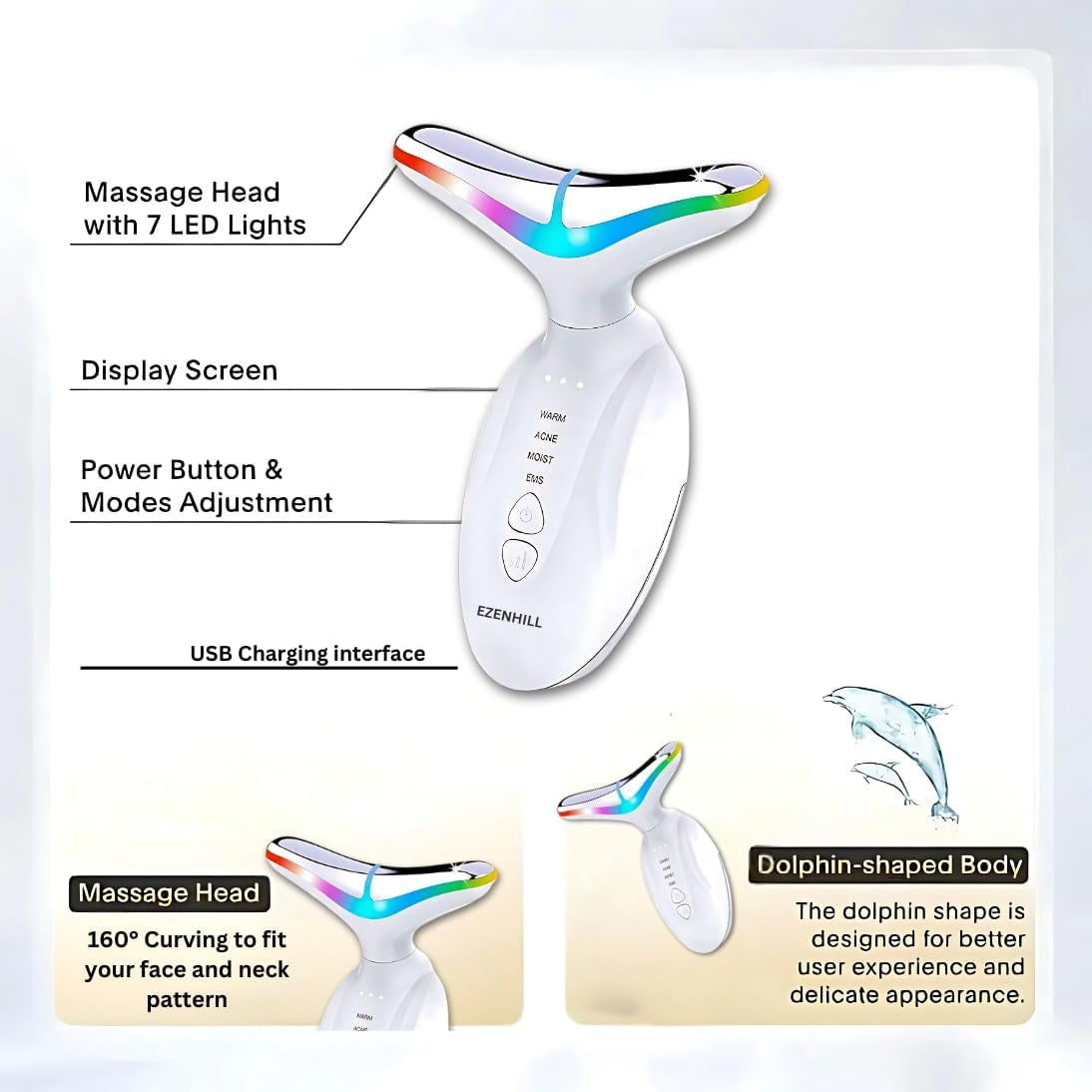 Led Facial Sculptor Red Light Therapy for Face and Neck Face Lift Device Facial Massager, Face Sculpting Tool with 4 Mode and 7 Color Home Face and Neck Tightening Device for Skin Care.