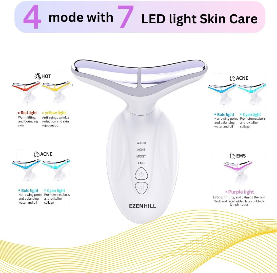 Led Facial Sculptor Red Light Therapy for Face and Neck Face Lift Device Facial Massager, Face Sculpting Tool with 4 Mode and 7 Color Home Face and Neck Tightening Device for Skin Care.