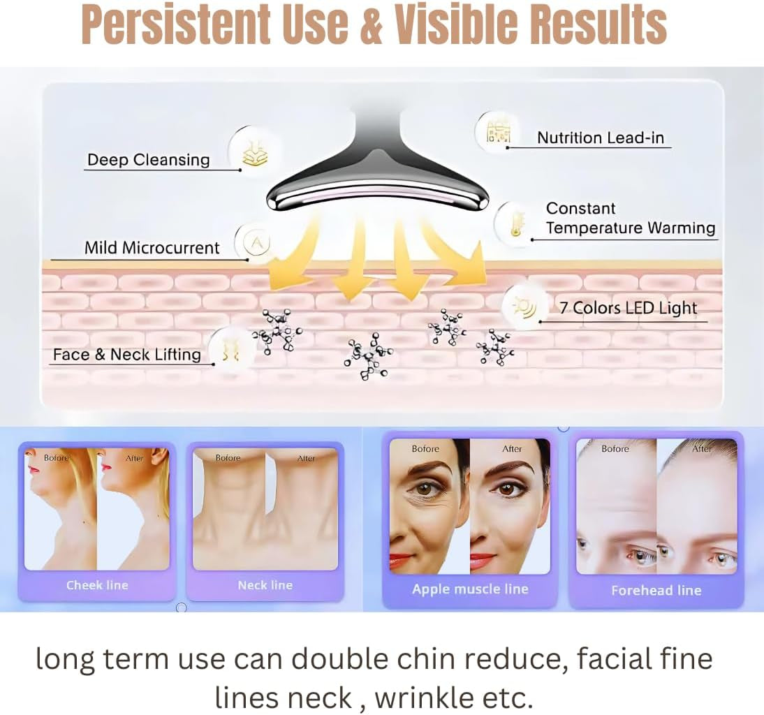 Led Facial Sculptor Red Light Therapy for Face and Neck Face Lift Device Facial Massager, Face Sculpting Tool with 4 Mode and 7 Color Home Face and Neck Tightening Device for Skin Care.